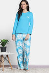 Zivame 2 Mile Fashion Knit Cotton Pyjama Set - Bachelor Button — thumbnail 2